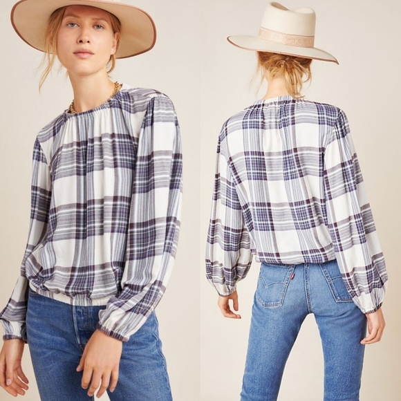 Anthropologie Tops - Anthropologie Cloth and Stone Glacier Plaid Top